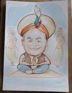 шарж по фото факира на ковре-самолете в Минске