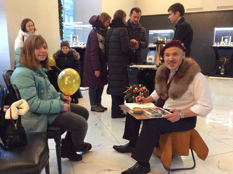 шаржист Мишель, Михаил Шабалин рисует на корпоративе в магазине Луч